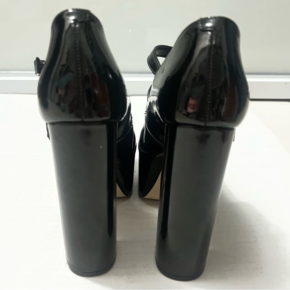 Idoré Perla Black Mary Jane 5.5” Block Heels Round Toe Patent-Like Women’s Sz 6 - Picture 5 of 7